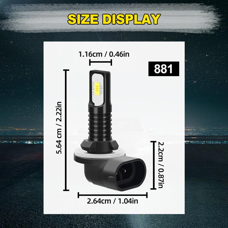 2x Led Canbus Car Bulb High Power 881 H27 6000K White Fog Light Diode Lamp 12V 90W For Hyundai Getz 2002-2009