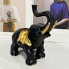 Elephant Ornament Black Golden Animal Design Resin Figurine Symbolizing Good Luck Strength Wisdom Elephant Sculpture