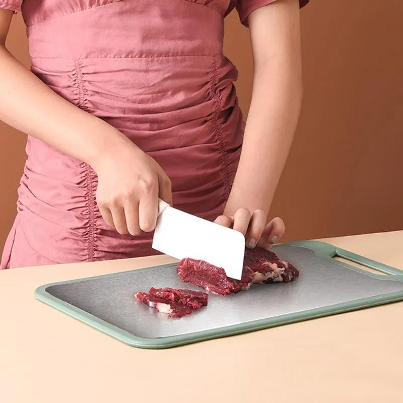 Cutting Board for Kitchen Double-sided Chopping Board 304 Stainless Steel Cutting Board Antibacterial Anti-mildew Chopping Block