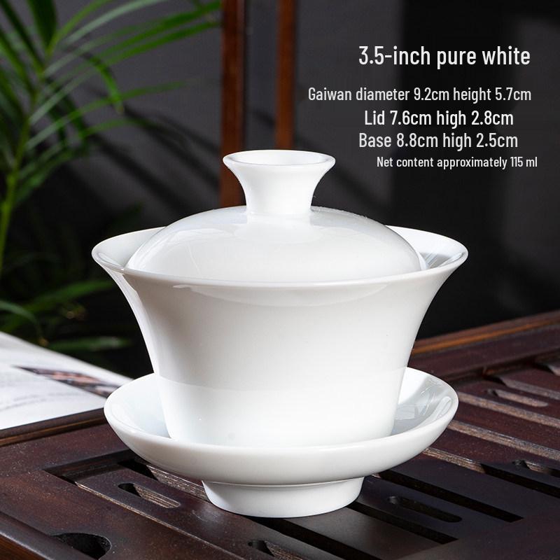 Chaozhou Blue and White Porcelain Gongfu Tea Set: Gaiwan, Mini Tea Cup, and Bowl