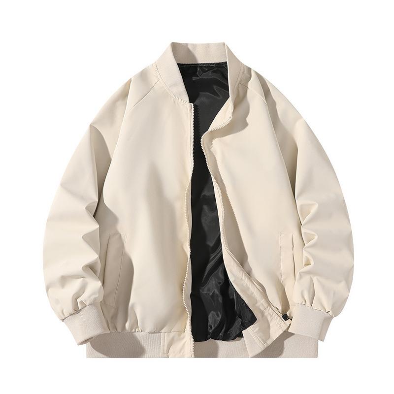 New Jacket Baseball Collar Jacket Couples Youth Trend Simple Versatile Jacket Casual Loose Solid Color Top