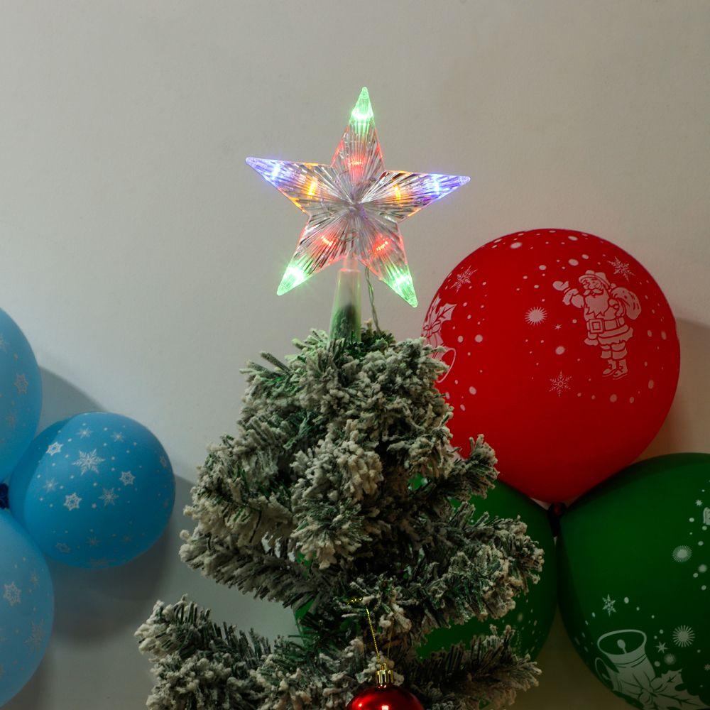 Xmas Decoration Christmas Tree Top Ornaments Five-pointed Star Lamp Night Light LED Glowing Star
