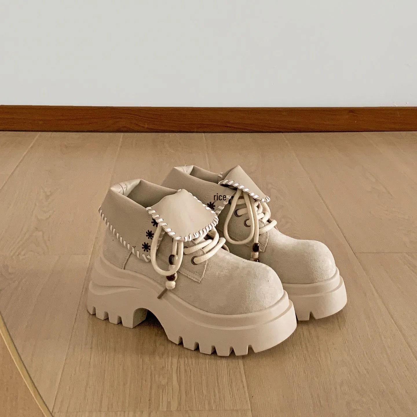 Women s Off-White Retro British Style Height-Increasing Martin Boots 35 3498₽