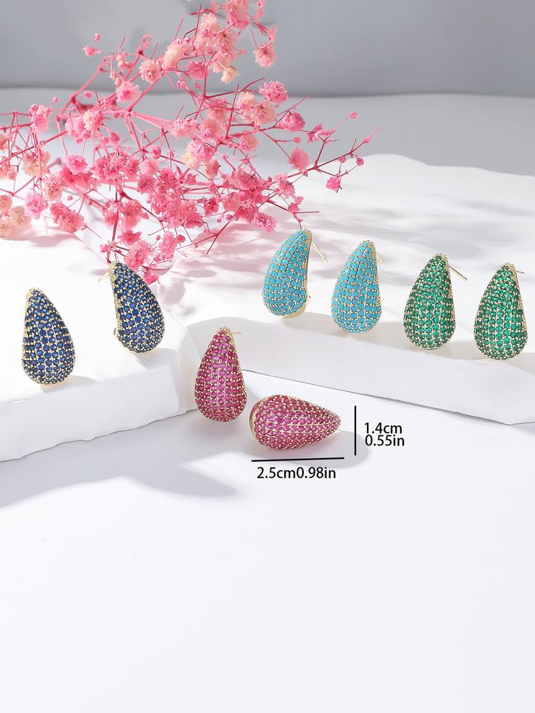 ZAKOL Shiny Micro Paved Zirconia Big Water Drop Stud Earrings For Women Luxury Wedding Banquet Party Zircon