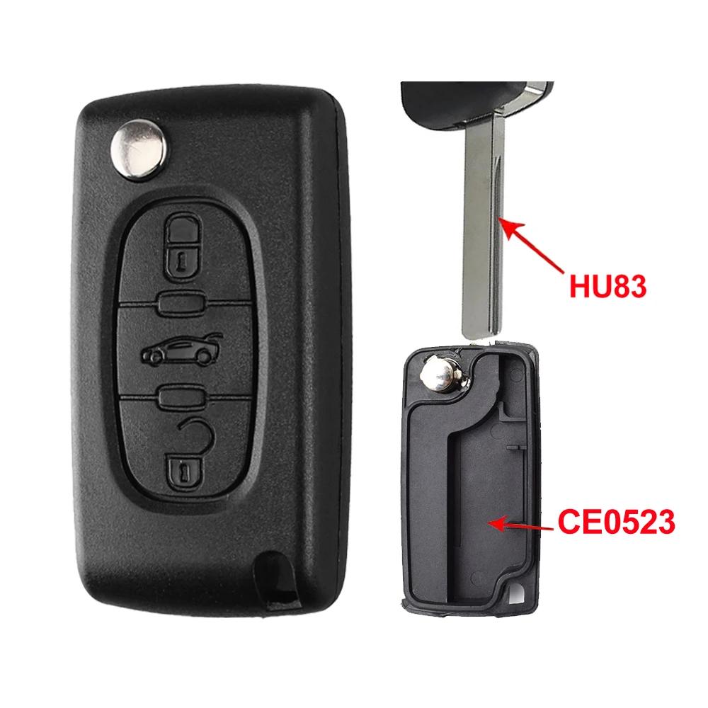 YOCASTY Flip Remote Car Key Shell Case For Peugeot 207 307 308 407 607 807 For Citroen C2 C3 C4 C5 C6 Xsara Berlingo HU83 VA2