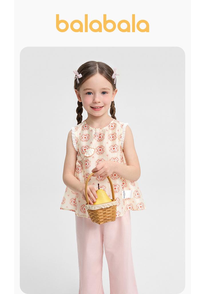 Balabala Girls' Short Sleeve Set
