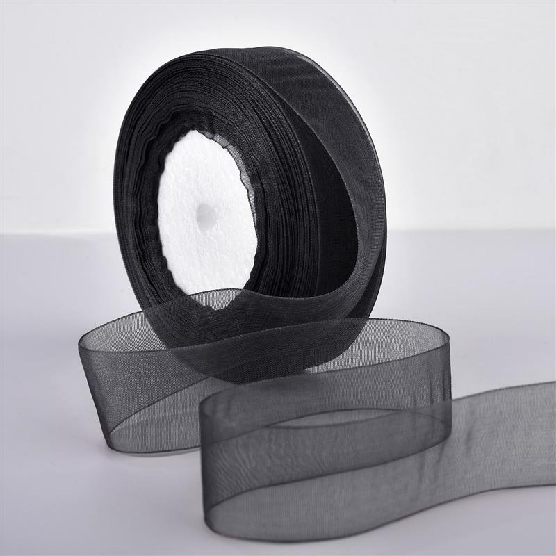 2.5cm * 50 Yards Lace Gauze Ribbon Chiffon Ribbon Valentine'S Day Transparent Flower Packaging DIY Handmade Straps Lace Fabric