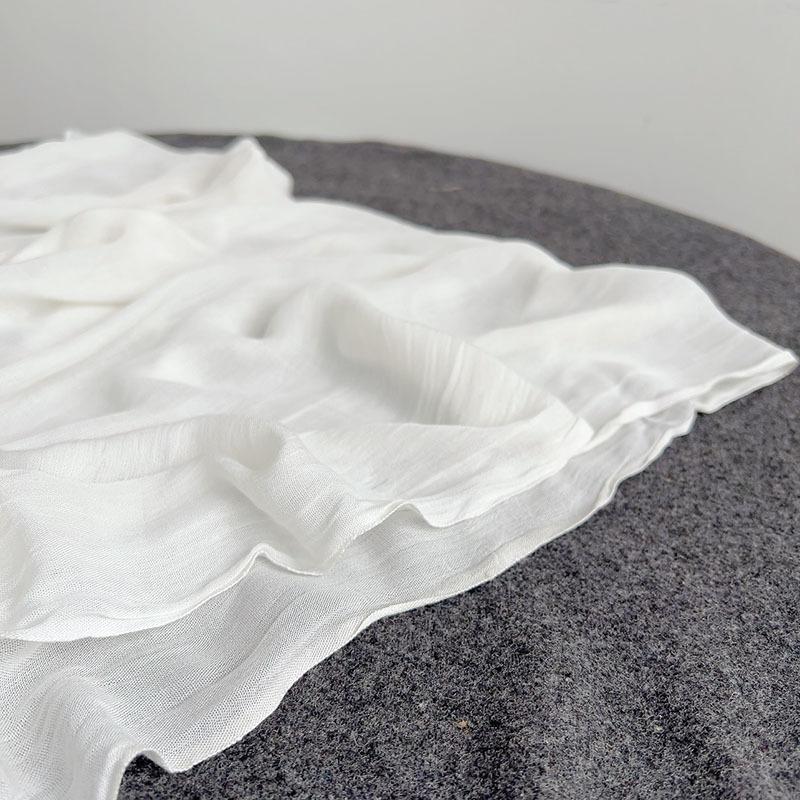 Popular Flax Plant Dyed White Scarf Summer Sunscreen Silk Silk Scarf Solid Color Cotton And Linen Shawl