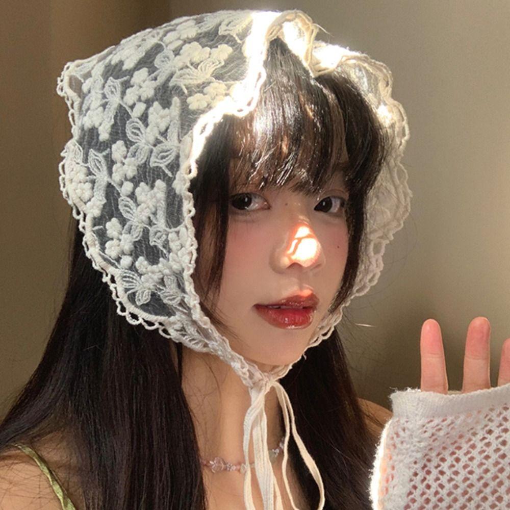 Turban Triangle Bandana Wraps Triangle Scarf Sweet Lace Hair Scarf  Girls