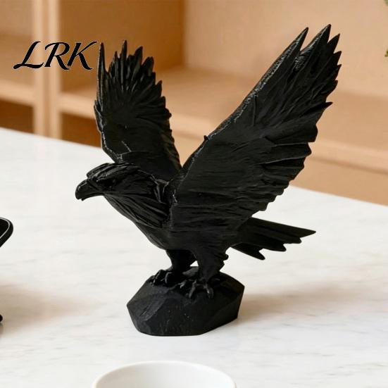 Three-dimensional Eagle Figure Ornament, Matte Black with Stable Non-Slip Office Desk Ornament Base, Spread Wings Statue for Desktops Display Cabinets