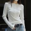 Minimally Knitted T-shirt, Soft And Slim Fit Casual Top For Women