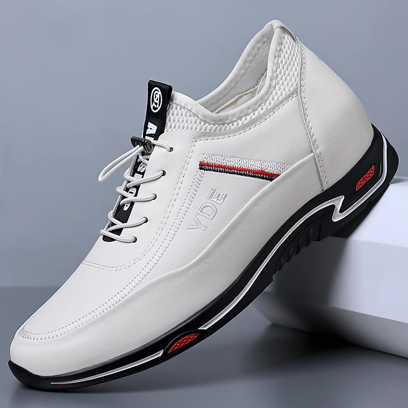 Boutique men's shoes spring summer 2025 new leather heightening casual leather shoes men's British small size soft sole trendy shoes men's