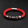 Fashionista Men Red Coffee Black Blue Leather Bracelet 316L Stainless Steel Viking Bead Bracelet Strong Magnet Clasp in 4 Colour