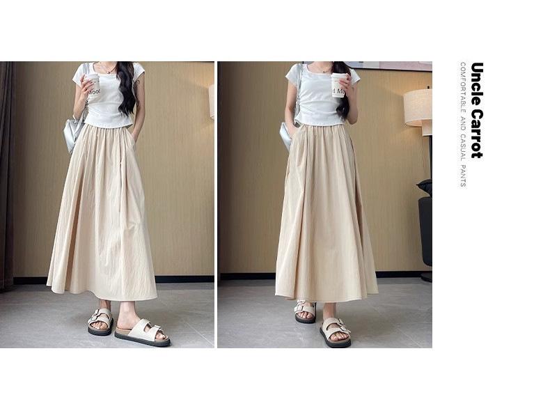 Pleated Yamamoto High-Waist A-line Skirt: Women's Spring/Summer 2025 Korean Style, Slimming, Plus Size, Mid-Length, Hip-Covering Skirt