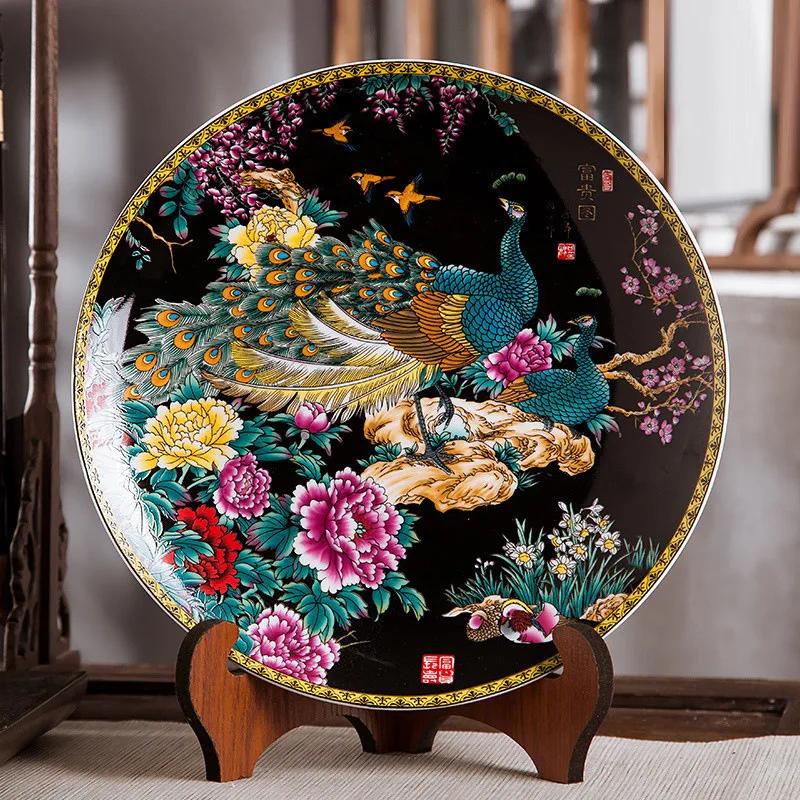 Creative Ceramic Plates Decorative Ornaments Home Decor Hanging Plates Handicrafts Living Room Wine Cabinets Decorative Plates