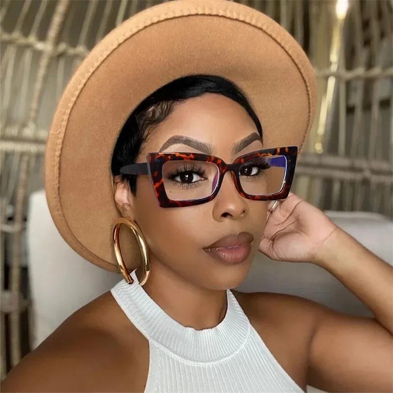 Großer quadratischer Rahmen Blaulichtfilterbrille Damen Trendige Computerbrille Brille Transparent Optische Brille