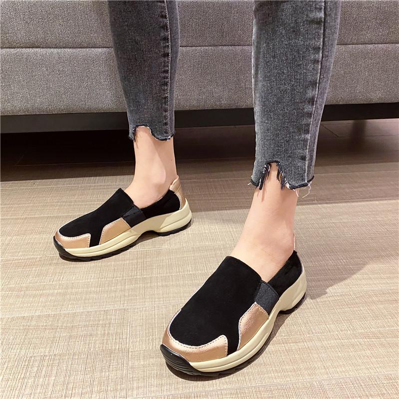 Damen Plateau-Loafer, lässig, elegant, schwarz, zum Reinschlüpfen, dicke Sohle, Shake-Schuh, Übergröße, Sneakers, Sportschuhe