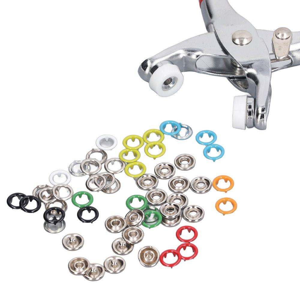 200 Sets / 800 PCS 9.5mm Metal Snap Button Set Hollow Snap Buttons Multi-Color Mix Snap Fastener Pliers Tool