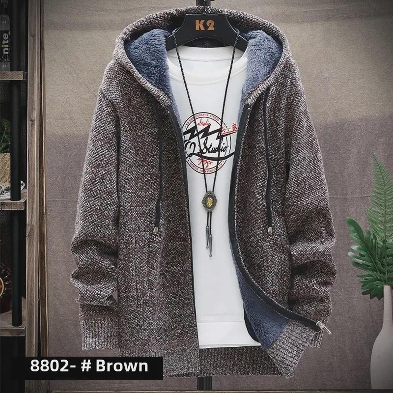 Men's Korean Slim Fit Sweater - Autumn/Winter Knitted Jacket with Thick Velvet