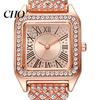 Durable Ladies Watch Women's Square Crystal High Accuracy Quartz Movement Rhinestone Paved Dial Scratch-Resistant Casual Women Wristwatch Mineral