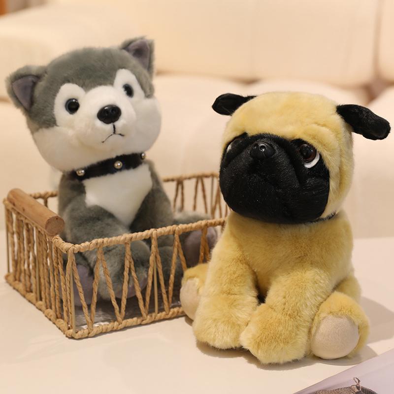21/26cm Kawaii Husky Bulldog Schnauzer Shar Pei Dog Plush Toy Cute Sitting Puppy Toy Stuffed Soft Animal Dolls Birthday Gift