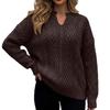 Women's Cable Knit Pullover V-Neck Long Sleeve Loose Fit Color Sweater for Fall Winter