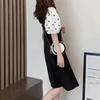 A-line Suspenders Dresses Women Dot T shirt Dress All-match Two Piece Set Dress  Student