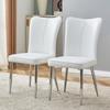 2 modern vormgegeven witte eetkamerstoelen, verkrijgbaar in diverse kleuren, 89 cm hoog, witte PU set, zilverkleurige metalen poten, geschikt voor kantoor, restaurant etc.
