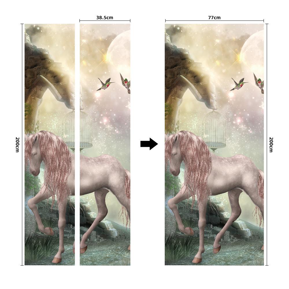 Meiji Creative Environmental Protection Stallion 3D Door Sticker Renovation Self-Adhesive Bedroom Wall Sticker Direct Sales Door Frame