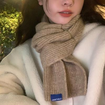 Kadınlar İçin Çapraz Kısa Atkı Kışlık Sıcak Yün Örme Atkı Öğrenci Kore Tarzı Çift Stili Her Şeye Uyumlu