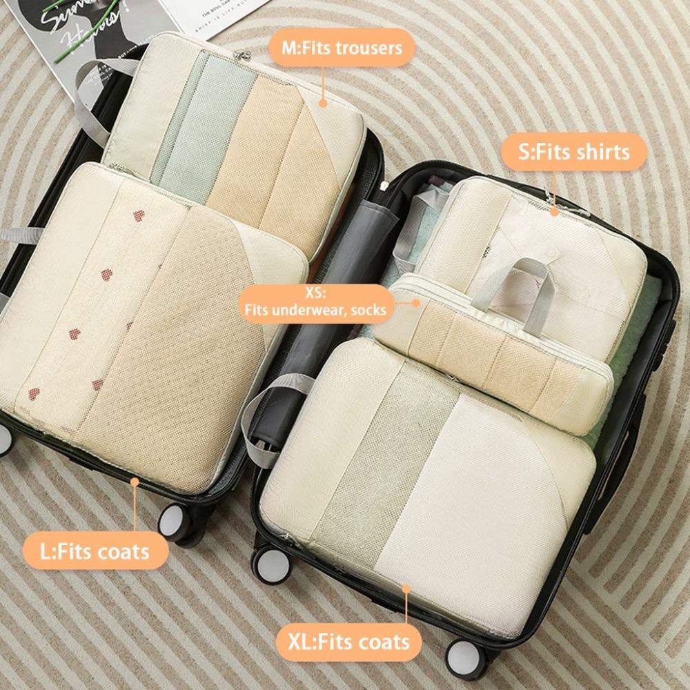 5Pcs Mesh Surface Luggage Organizer Packing Cubes 5 in 1 Set Toiletries Bag  Travel