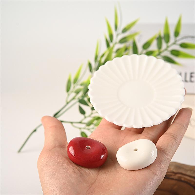 Zen Petal Ceramic Incense Holder - Indoor Tray and Stand Ornament