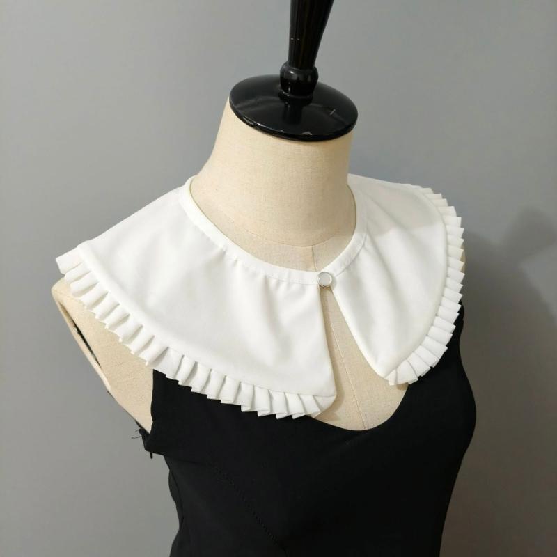 Pleated Collar Girls Detachable Victorian Collar Lapel Preepy Look Cosplay Victorian Pleated Shawl Collar