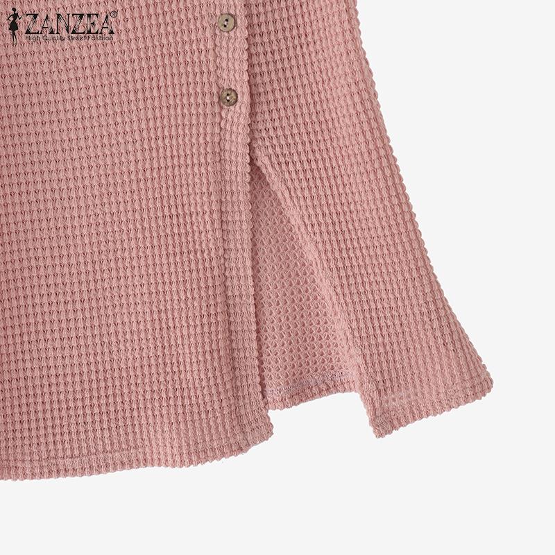 ZANZEA Womens Summer Round Neck Casual Short Sleeve Blouse