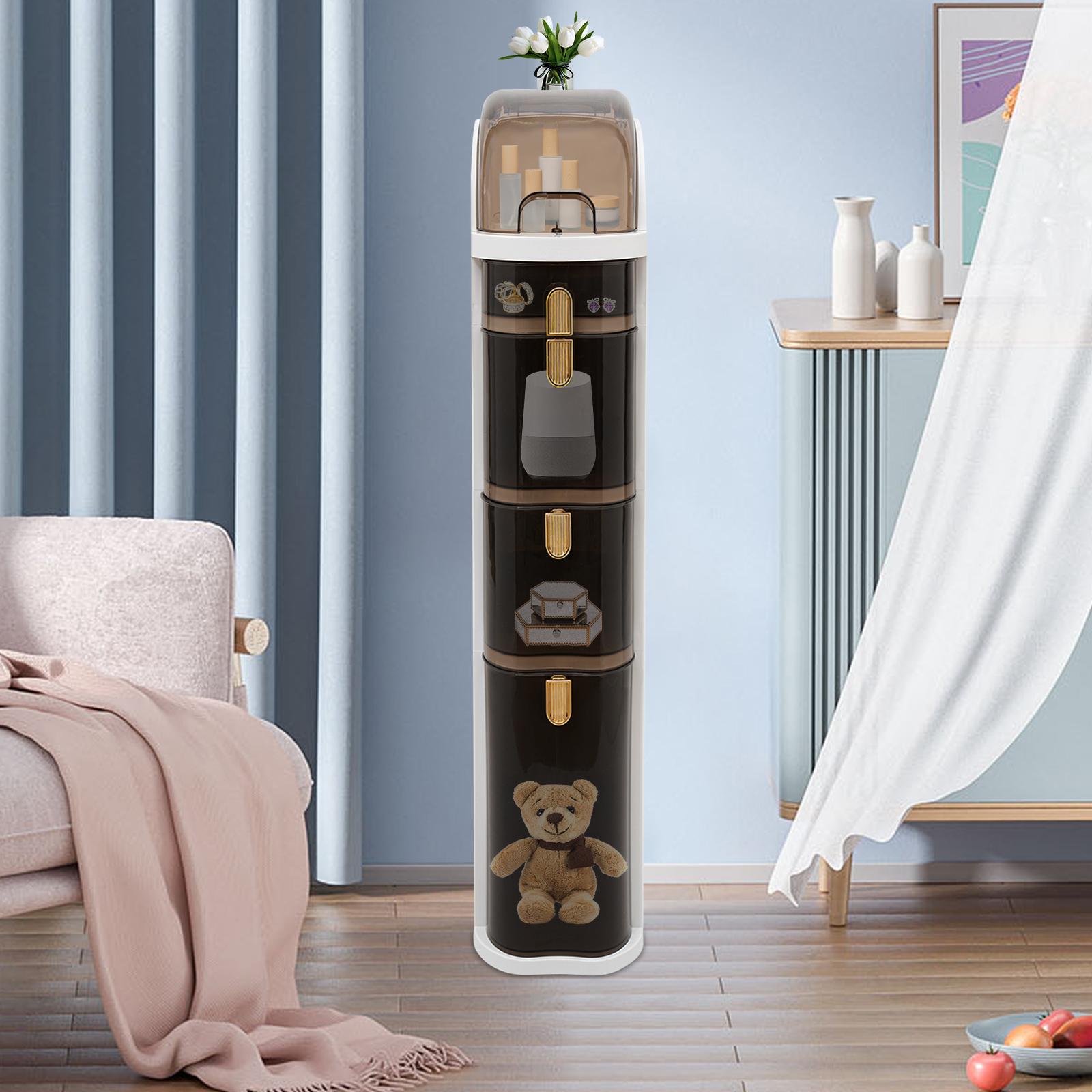 

Bymaocar 4-ярусный напольный держатель для туалетной бумаги и хранение, органайзер для напольного шкафчика для ванной комнаты, пластиковый узкий тонкий шкафчик на колесиках