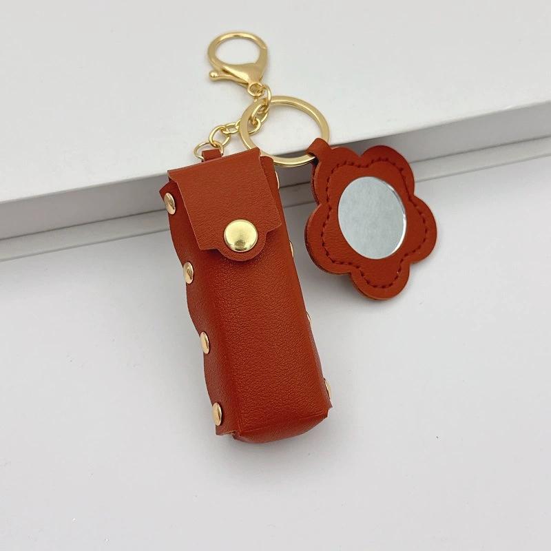 Portable Lipstick Mouth Red Envelope Gift Coin Purse Keychain Women Girls'Lipstick Storage Bag Fashion Storage Box with Mirror