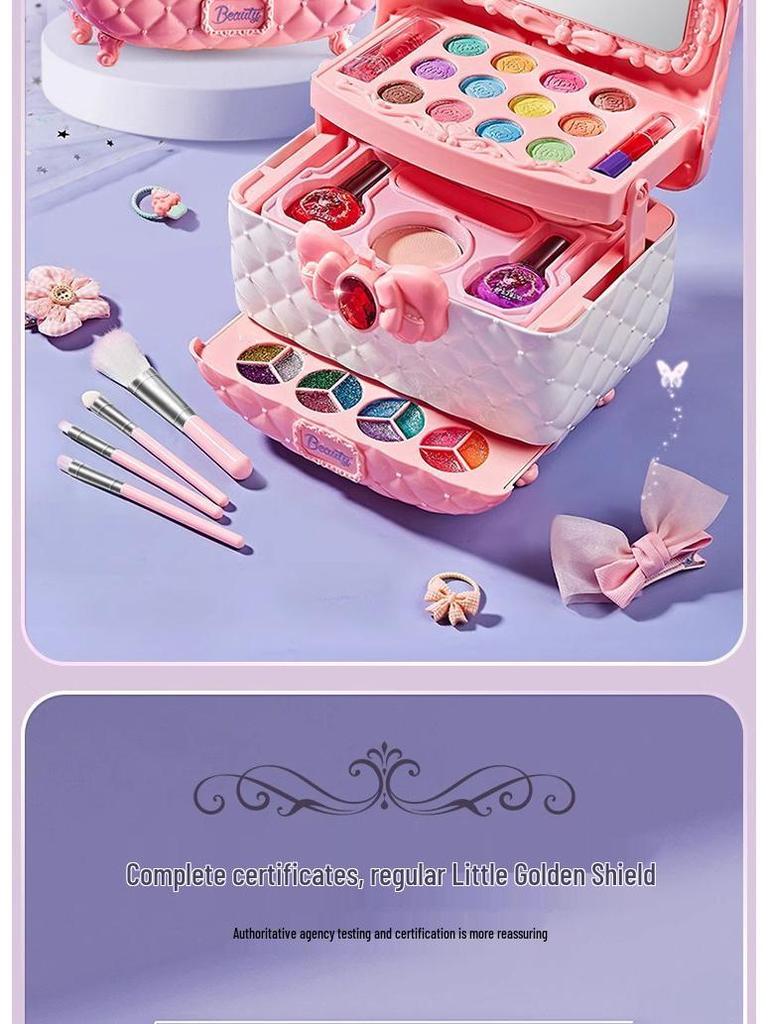Set de Machiaj de Prințesă pentru Copii Netoxic - Cosmetice pentru Copii și Cadou Lac de Unghii