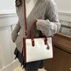 Stylish Chic Color Block Handheld Small Square Bag For Women With Bow And Plaid Design