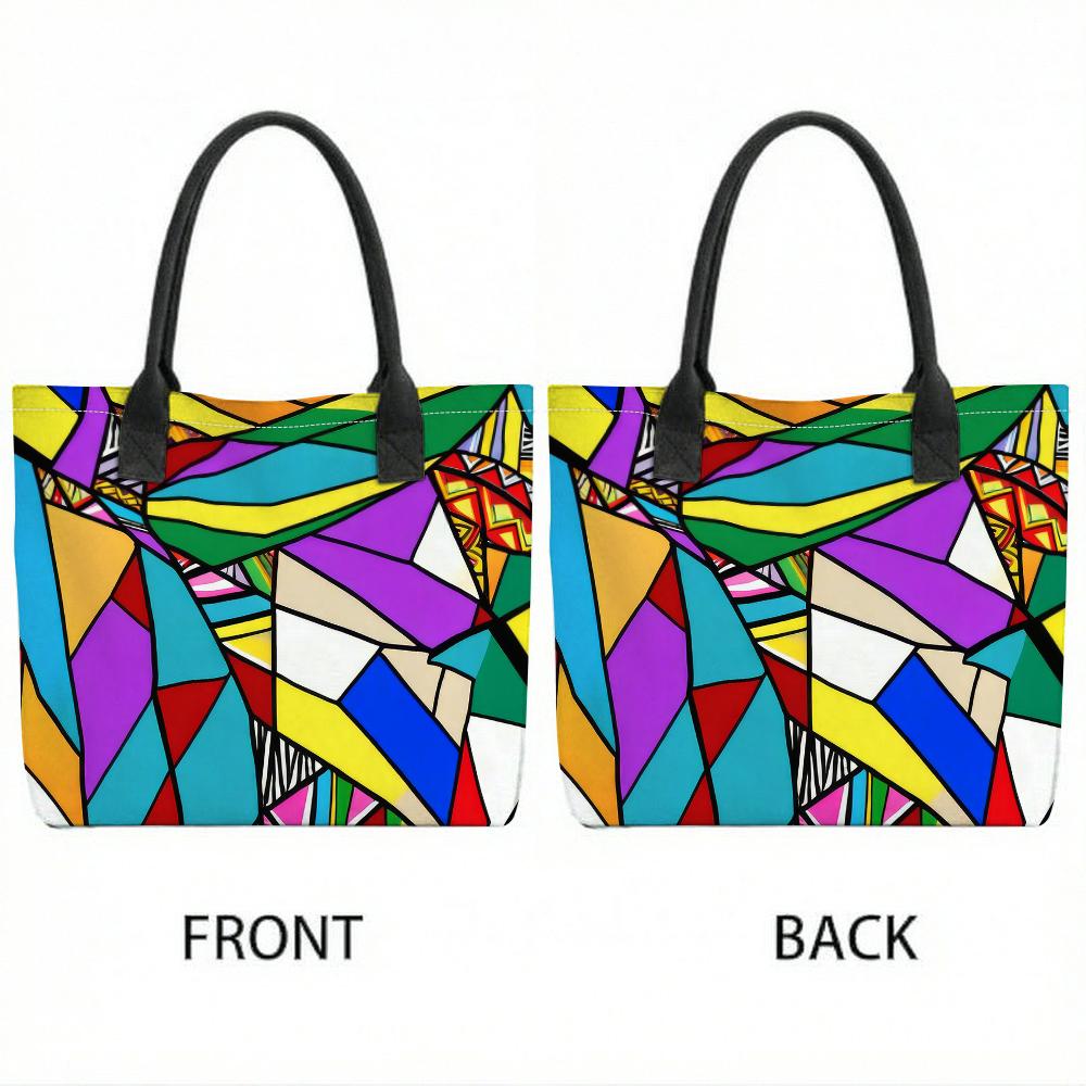 Colorful Geometric Print Tote Bag Large Casual Fashion Shoulder Bag for Daily Use