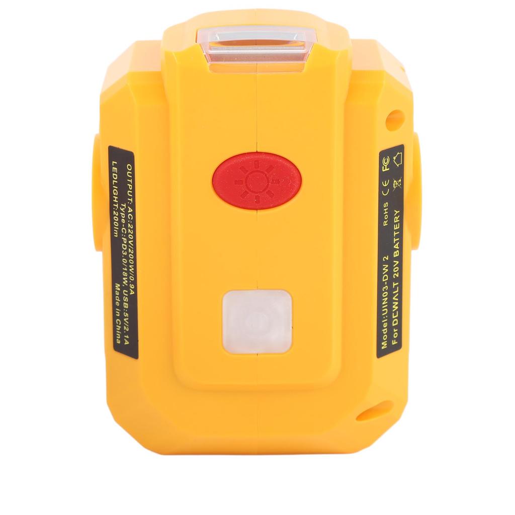 200W Portable Inverter 18V Battery Inverter with 200LM LED Light for DCB206 205 DCB204