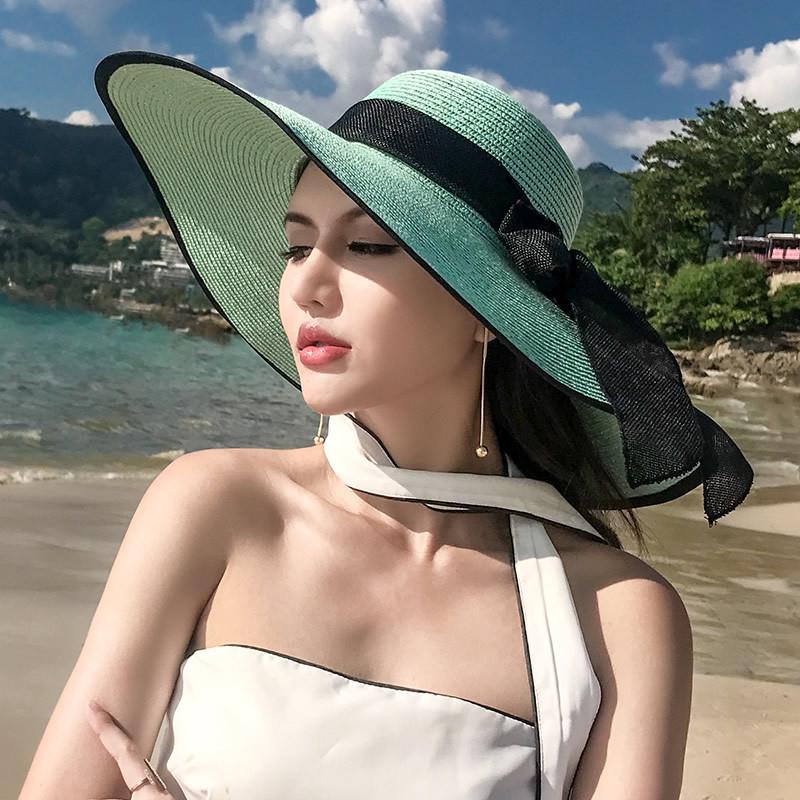 

Женская соломенная шляпа с широкими полями для лета, пляжа и морского отдыха, защита от УФ-лучей One Size 55-60cm Adjustable