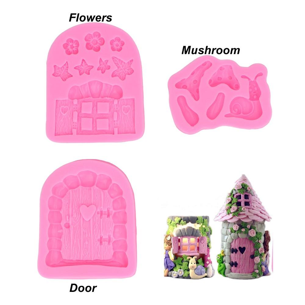 4pcs Easy Release Fairy Garden Molds Non-Stick Fondant Cake Molds  Wedding Cake Decor
