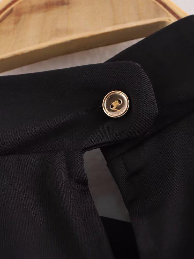 Spring 2025 Women's European & American Cowl Neck Sleeveless Top & Button Midi Skirt Casual Set