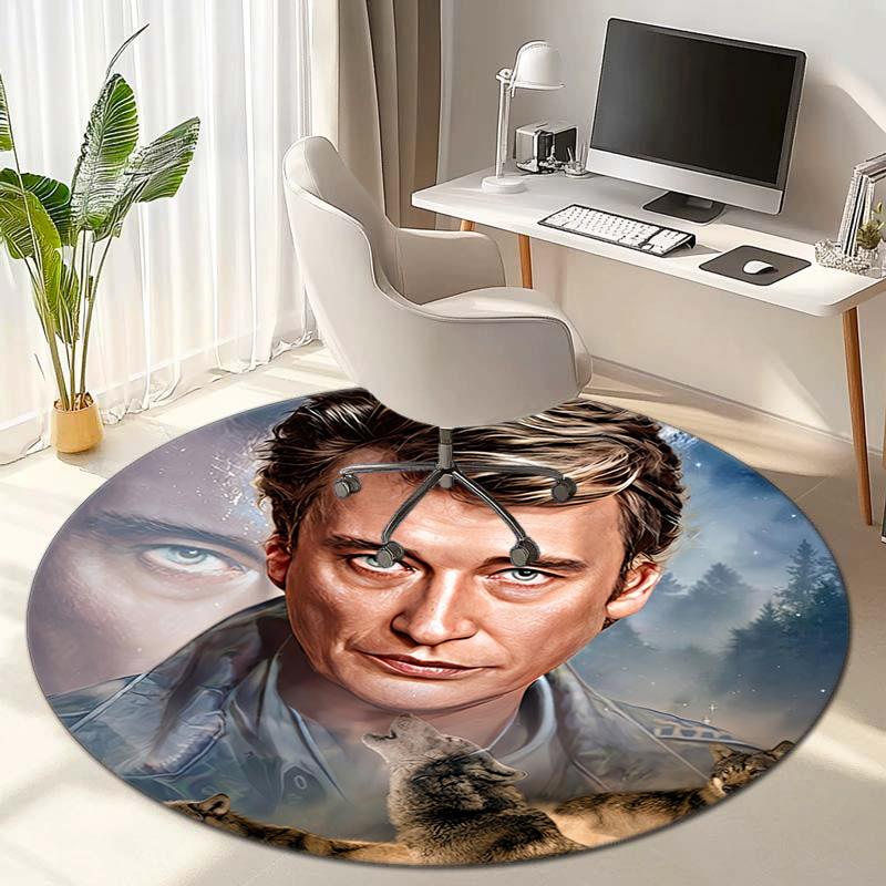 French legendary rock singer and actor Johnny Hallyday Round Carpet Soft Home Decoration Corridor Table and Chair Anti slip Outdoor Floor Mat rug H1