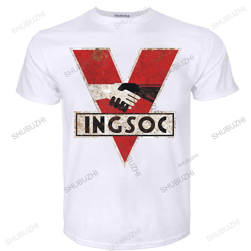 Herren 1984 INGSOC George Orwell T-Shirt Big Brother Distressed Design Bladerunner Lässiges Stolz T-Shirt Herren Vintage T-Shirt