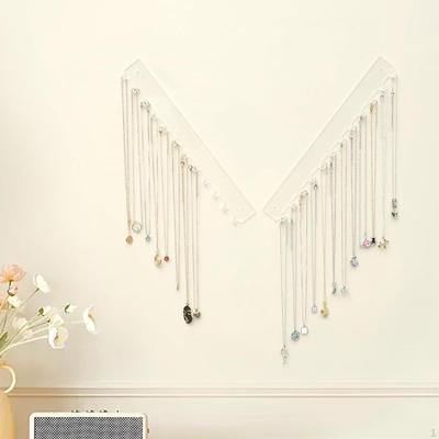 Wand-Halskettenhalter, durchsichtiger Schmuckständer aus Acryl, montierter Organizer mit Haken