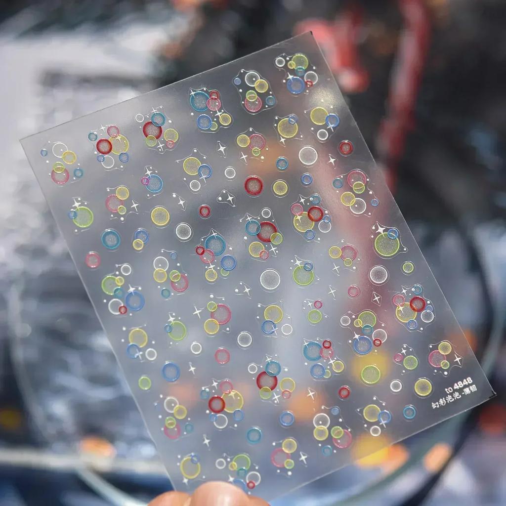 Laser Sliver Star Ocean Dolphin Whale Shoal of Fish Bubbles Sea Marine Organisms Nail Art Sticker Self Adhesive Manicure Decal