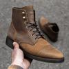 TEMU American retro round head tooling Martin boots high-top locomotive shoes men's shoes