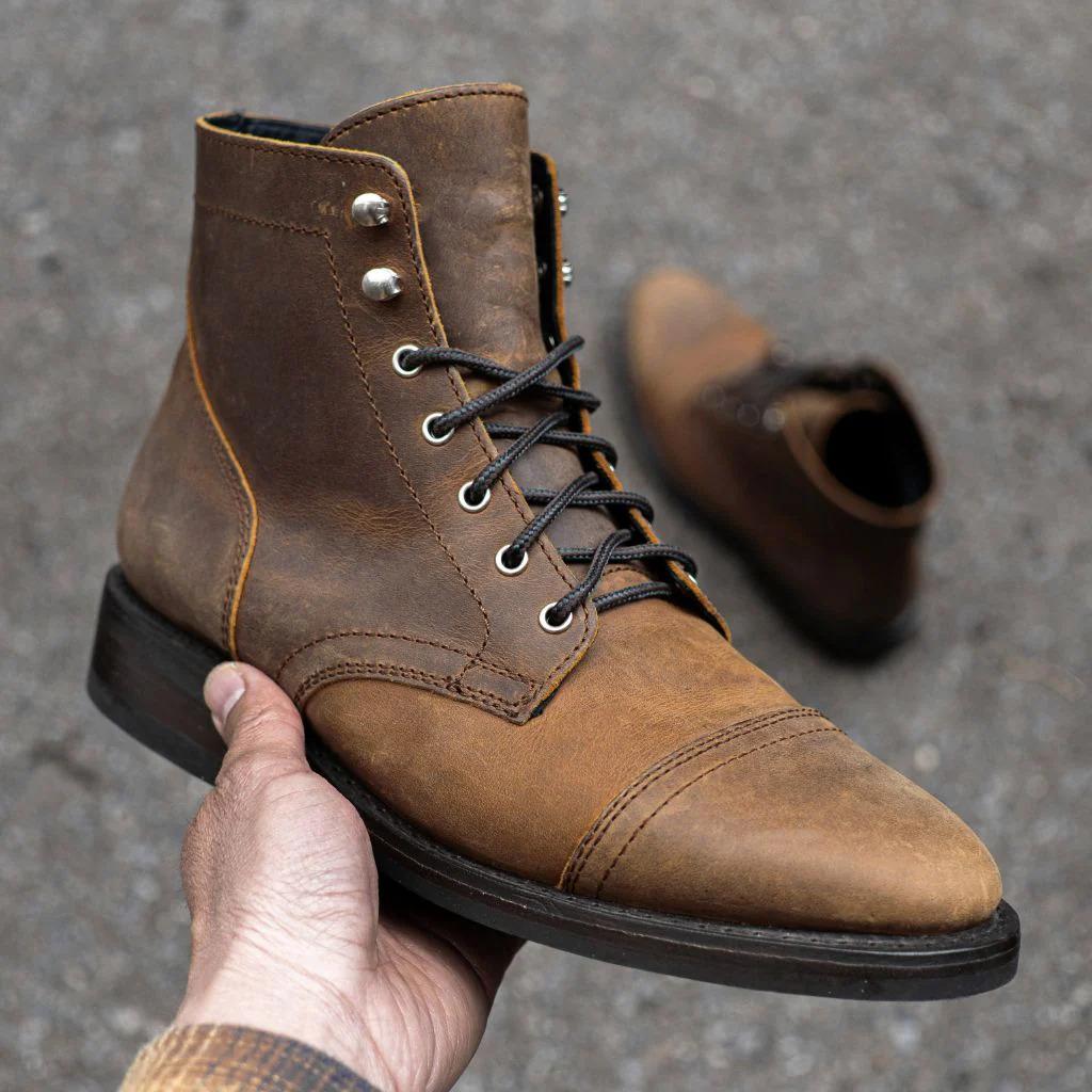 TEMU American retro round head tooling Martin boots high-top locomotive shoes men's shoes