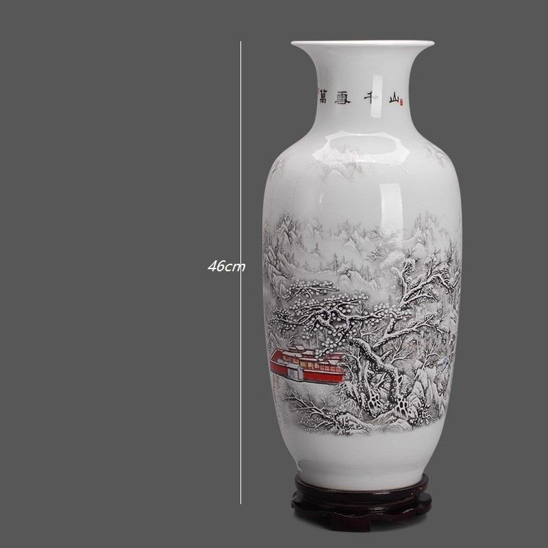 46cm Large Vase Jingdezhen Ceramic Vase Ornament Classical Blue and White Porcelain Pink Vase Home Decoration Decoration Crafts